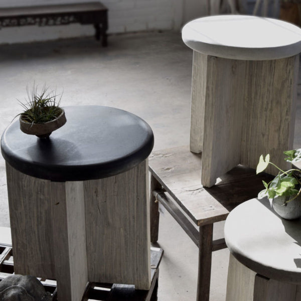 Concrete and Elm Side Table