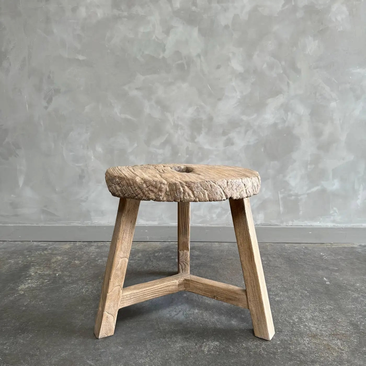 Vintage Elm Wood Side Table