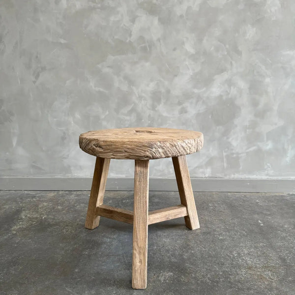 Vintage Elm Wood Side Table