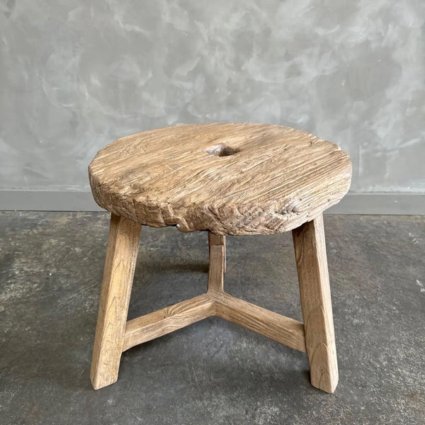 Vintage Elm Wood Side Table