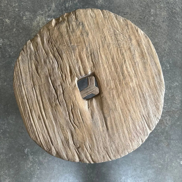 Vintage Elm Wood Side Table