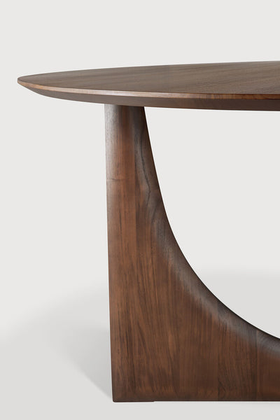 Geometric Dining Table - Round - Teak Brown