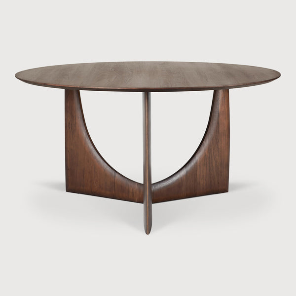 Geometric Dining Table - Round - Teak Brown