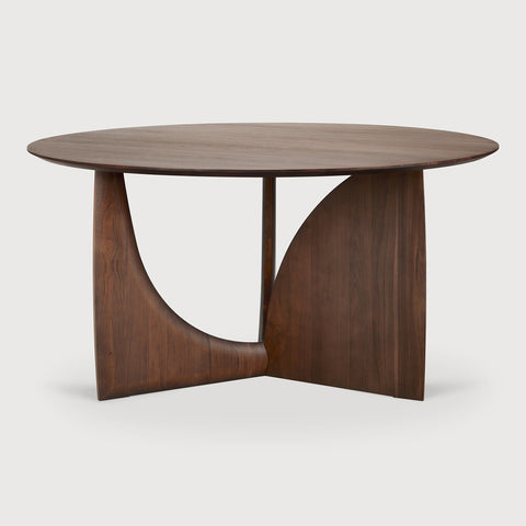 Geometric Dining Table - Round - Teak Brown