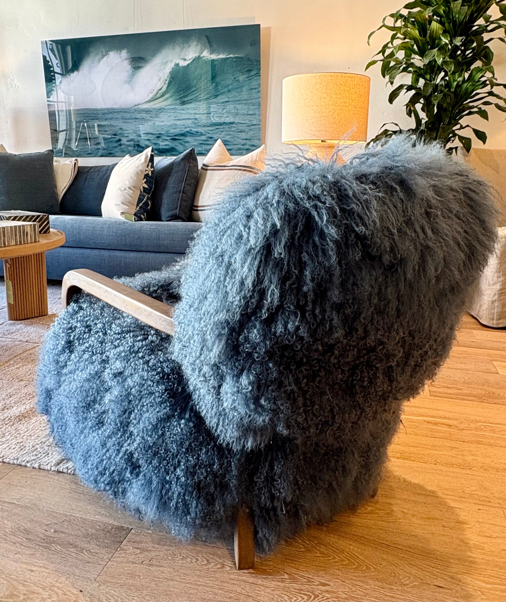 Kai Blue Fur Chair