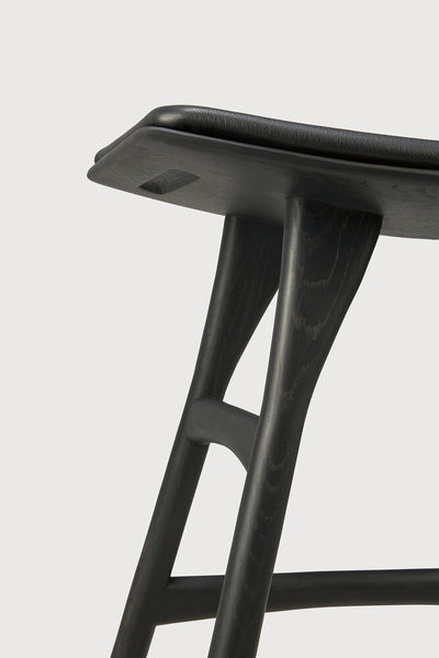 Osso Stool - Oak Black/ Leather