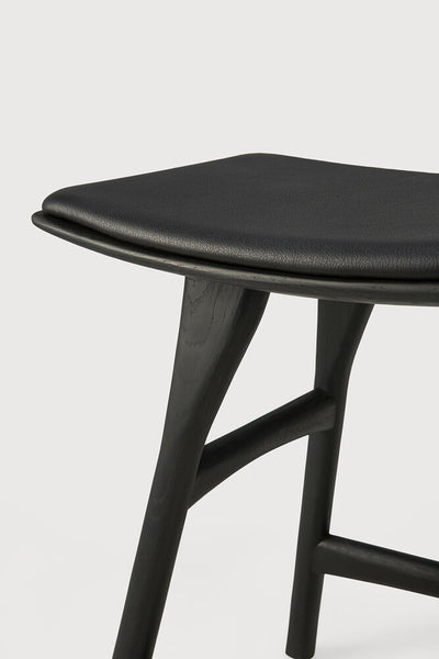 Osso Stool - Oak Black/ Leather