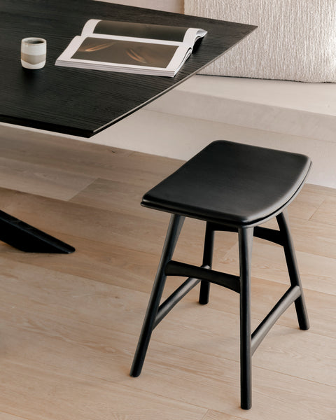 Osso Stool - Oak Black/ Leather