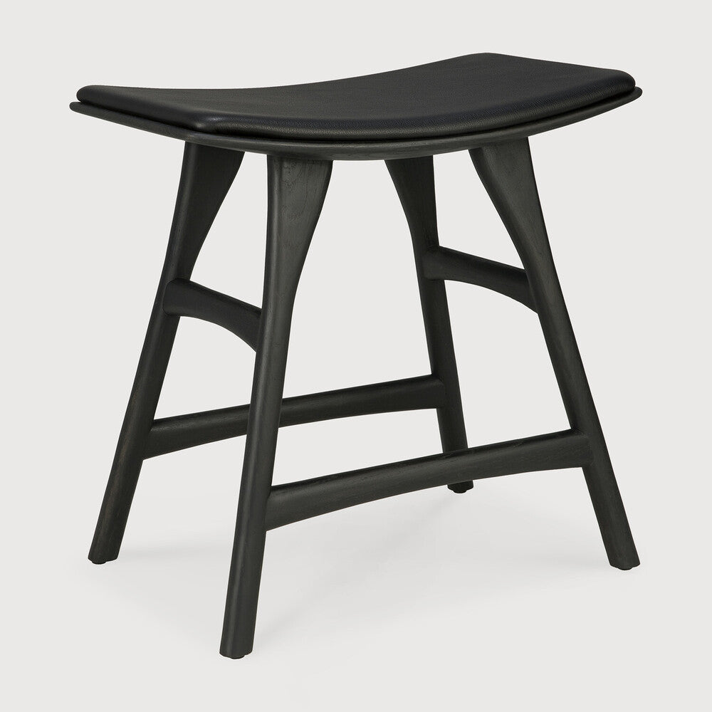 Osso Stool - Oak Black/ Leather