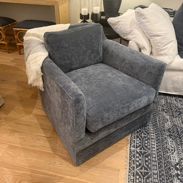 Madeline Swivel Chair - Chenille Federal Blue