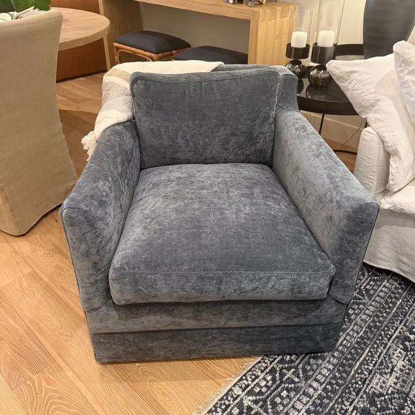 Madeline Swivel Chair - Chenille Federal Blue