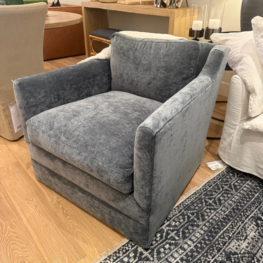 Madeline Swivel Chair - Chenille Federal Blue