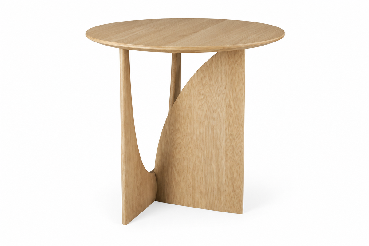 Geometric Side Table - Varnished Oak