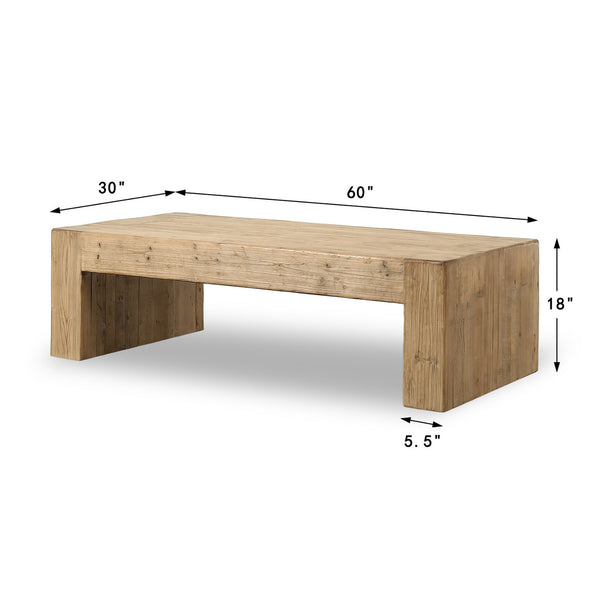 Seaside Slab 60" Coffee Table - Weathered Natural