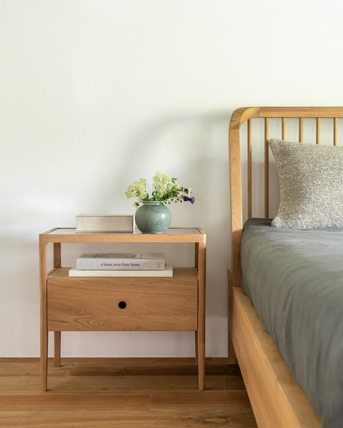 Spindle Bedside Table - Oak