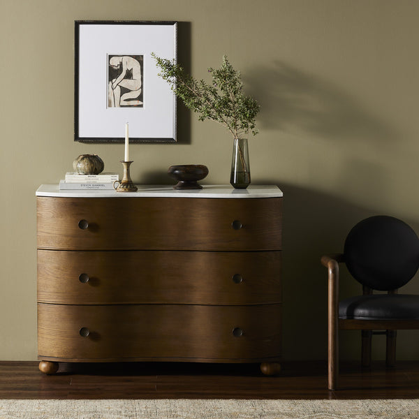 Tegan Marble Chest - Toasted Oak