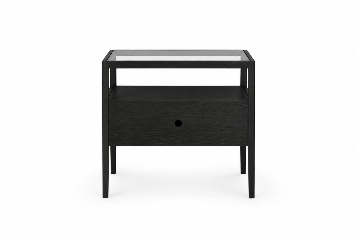 Spindle Bedside Table - Oak Black