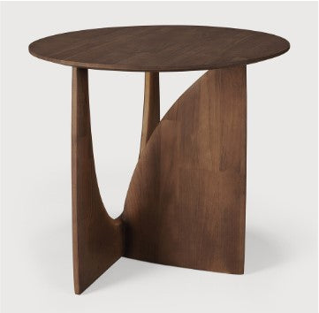 Geometric Side Table - Varnished Teak Brown