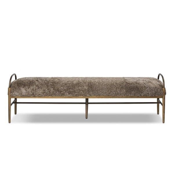 Amber 76" Shearling Bench - Taupe