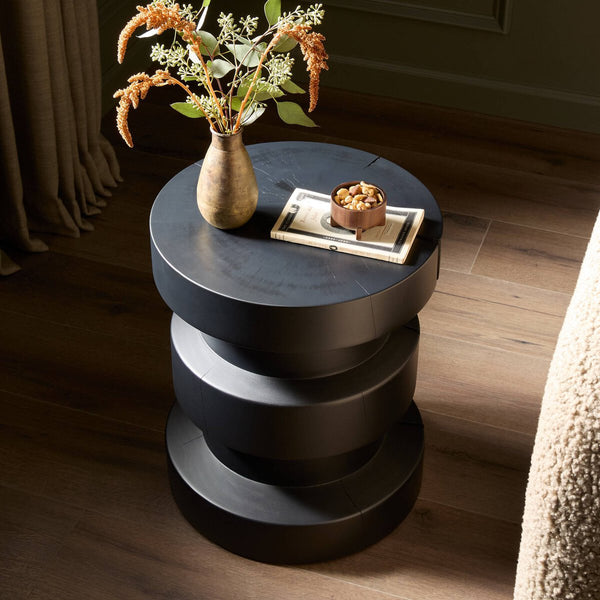 Ynez End Table- Black Pine
