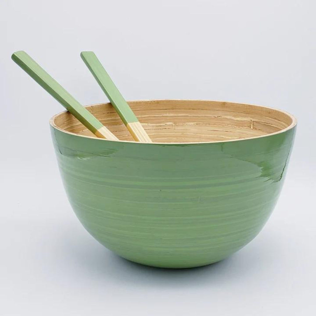 XL Tall Lacquered Bamboo Serving Bowl