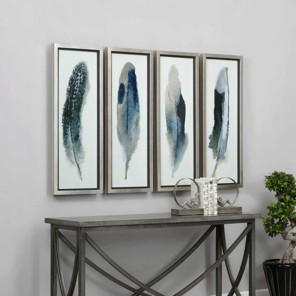 Feathered Framed Prints Set/4