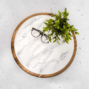 Acacia Lazy Susan - White