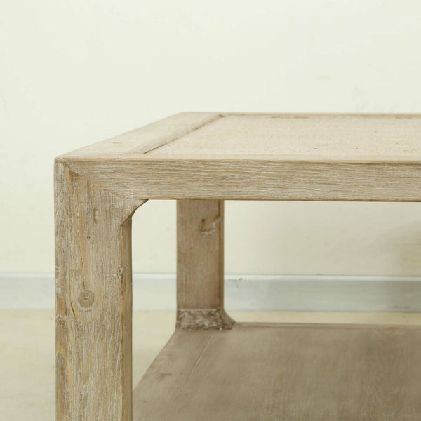 Malta Coffee Table with Rattan Top - Whitewash