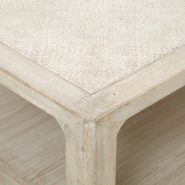 Malta Coffee Table with Rattan Top - Whitewash