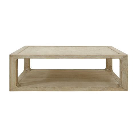 Milo Coffee Table with Rattan Top - Whitewash