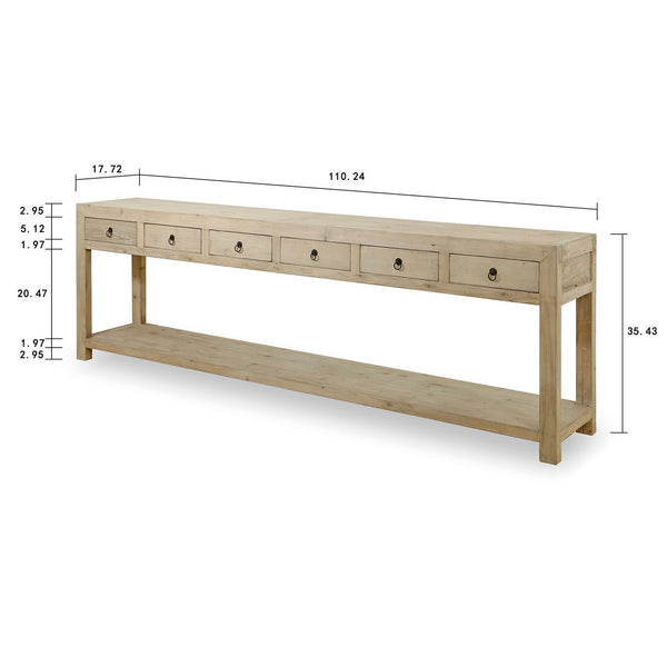 Naples Console Table 6-Drawers