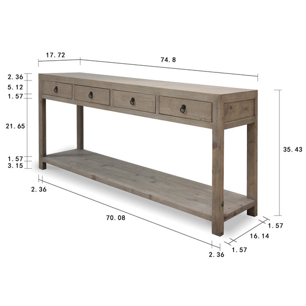 Naples 4 Drawer Console