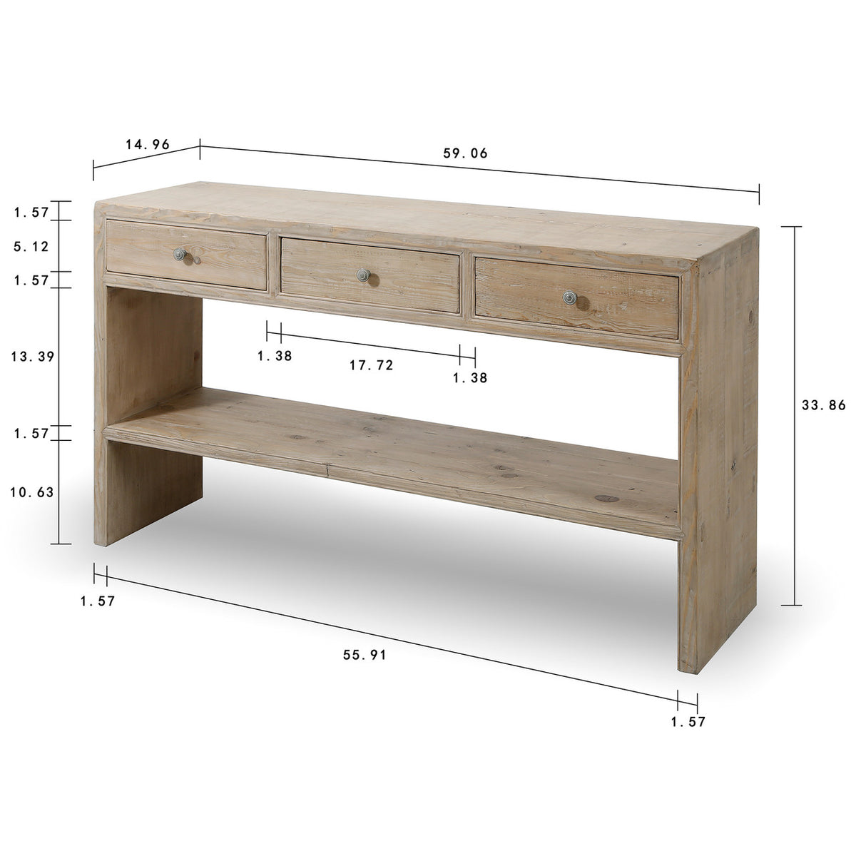 Naples 3 Drawer Console