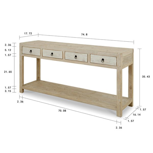 Naples Two-Tone 4-Drawer Console Table