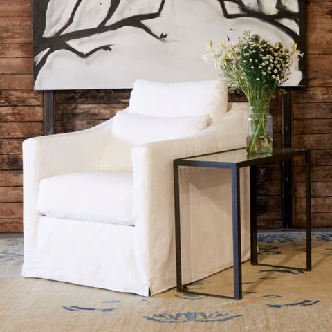 Rebecca Swivel Chair - Luna White