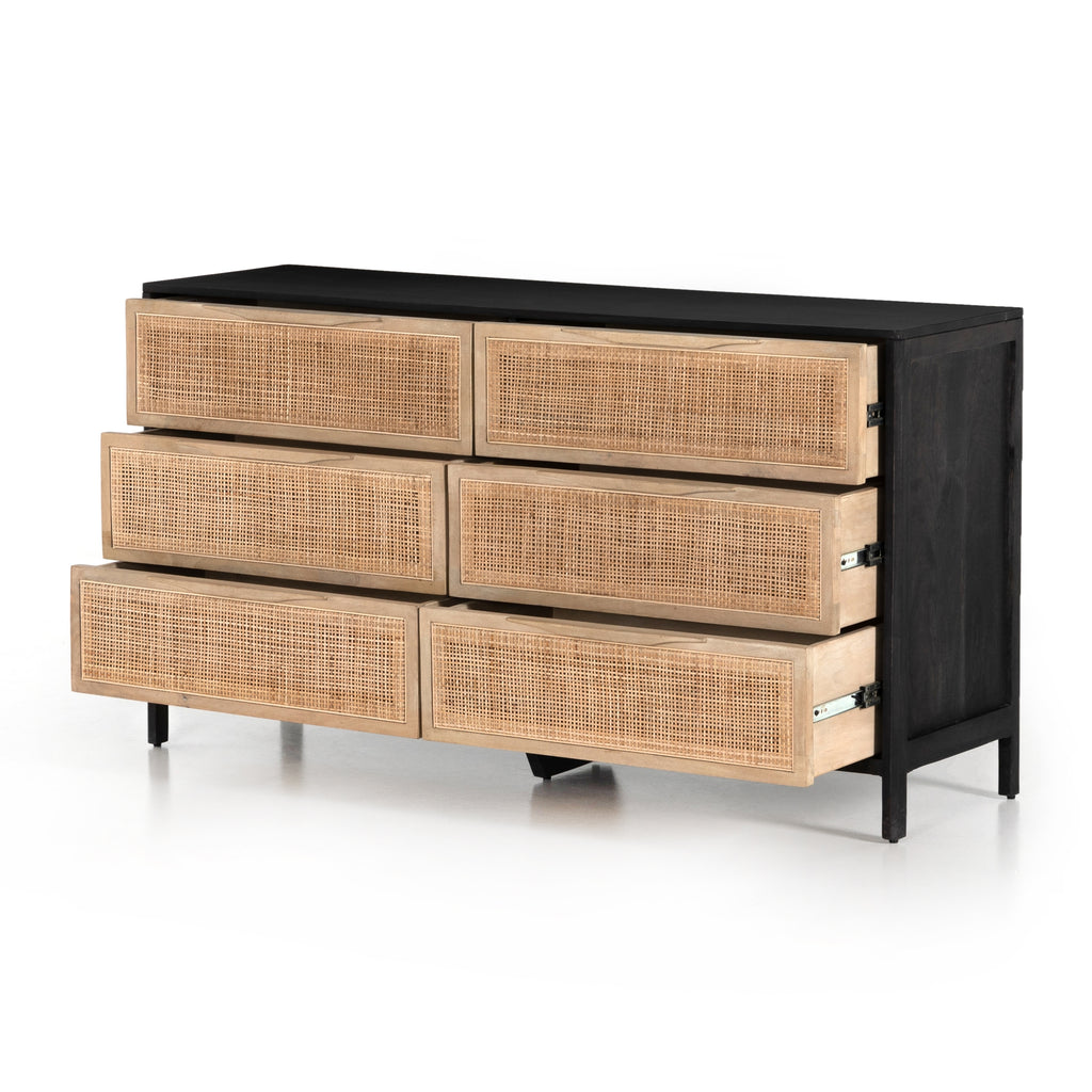 Melbourne 6 Drawer Dresser - Black & Natural