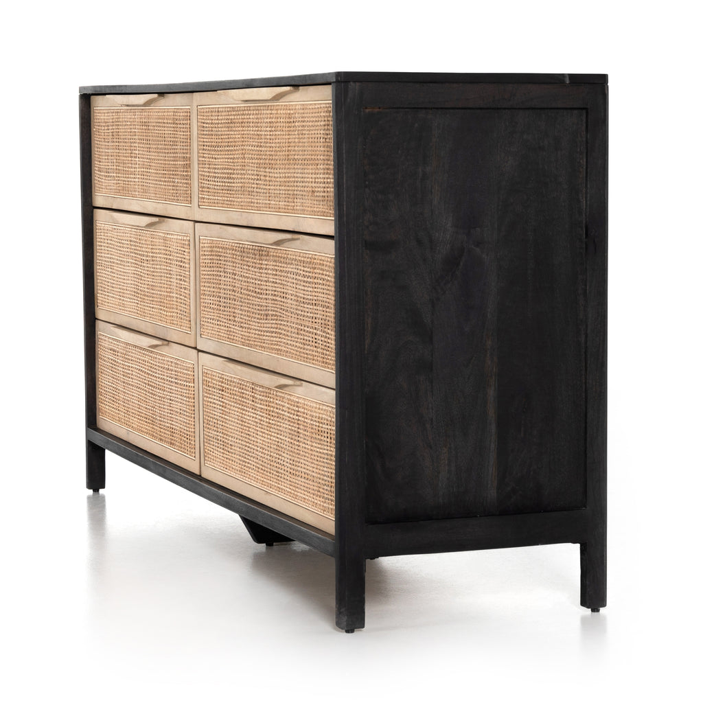Melbourne 6 Drawer Dresser - Black & Natural